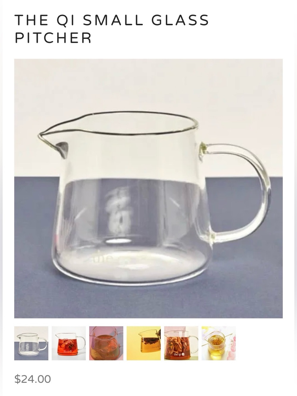 THE QI - GLASS TEA PITCHER - Brand New, In Box (plus bamboo tongs included free)